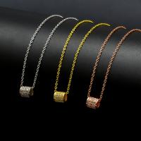 Circón cúbico Micro pavimentar collar de cobre amarillo, metal, Columna, chapado, micro arcilla de zirconia cúbica & para mujer, más colores para la opción, 21cm(u542b)-50cm(u542b), Vendido por Sarta
