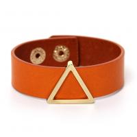 PU Leather Cord Bracelets with Zinc Alloy for woman reddish orange Length Approx 7 Inch Sold By PC