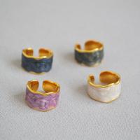 Brass Cuff Finger Ring gold color plated Adjustable & Hand-Painted Enamel Glaze & for woman metallic color plated 10mm Sold By PC