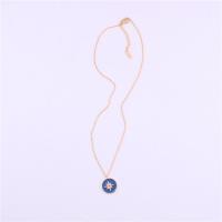 Titanium Steel Necklace, with 1.96 inch extender chain, gold color plated, for woman, blue, Hole:Approx 2.2mm, Sold Per Approx 16.14 Inch Strand