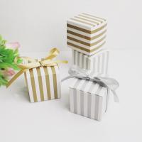 Nakit Gift Box, Papir, Trg, tiskanje, pruga, više boja za izbor, 55x55x55mm, 50računala/Lot, Prodano By Lot