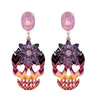 Resin Drop Earring with Crystal Skull plated vintage & for woman 150*150*30mm 1/Pair Sold By Pair