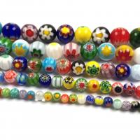 Millefiori Scheibe Lampwork Perlen, rund, DIY & verschiedene Größen vorhanden, gemischte Farben, verkauft von Strang
