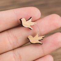 Wood Stud Earring swallow plated for woman 50mm Sold By Pair