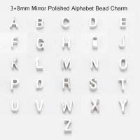 Perlas de acero inoxidable, Carta del alfabeto, Bricolaje, más colores para la opción, 8x3x1.80mm, agujero:aproximado 1.8mm, 26PCs/Set, Vendido por Set