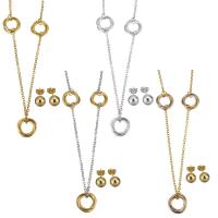 Edelstahl Schmucksets, Ohrring & Halskette, plattiert, Modeschmuck & für Frau, keine, 20x20mm,3mm,8mm, Länge:37 ZollInch, verkauft von setzen