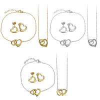 Parures de bijoux en acier inoxydable, Bracelet & boucle d'oreille & collier, Placage, bijoux de mode & pour femme, plus de couleurs à choisir, 13x11mm,16x14mm,1.5mm,13x11mm,16x14mm,1.5mm,15x14mm, Vendu par fixé