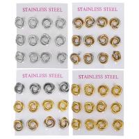 Stainless Steel Stud Earrings, Stud Earring, plated, fashion jewelry & for woman, more colors for choice, 13x13mm, Sold By Set