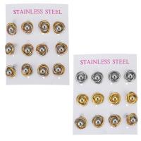 Stainless Steel Stud Earrings, Stud Earring, plated, fashion jewelry & for woman, more colors for choice, 11x11mm, Sold By Set