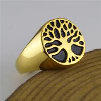 Titanium Čelik Finger Ring, Tree of Life, pozlaćen, različite veličine za izbor & za čovjeka & epoksi naljepnica, više boja za izbor, 16mm, Prodano By PC