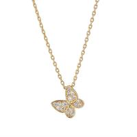 Cubic Zircon Micro Pave 925 Sterling Silver Necklace with 1.96 inch extender chain Butterfly plated micro pave cubic zirconia & for woman Sold Per Approx 15.74 Inch Strand