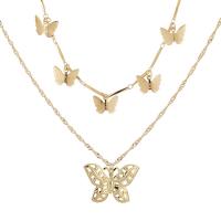 Multi Layer Necklace, Tibetan Style, Butterfly, plated, for woman & multi-strand & hollow, metallic color plated, 42cm,34cm,2.5cm,1cm, Sold Per Approx 16.53 Inch Strand