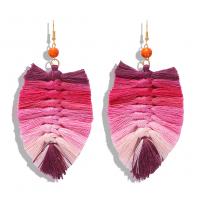 Zinklegierung Ohrringe, mit Baumwollfaden & Kunststoff, Folk-Stil & für Frau, keine, 54x117mm, verkauft von Paar