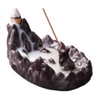 Backflow Incense Burner, Porcelain, plated, for home and office & durable, more colors for choice, 140x85x55mm, Sold By PC