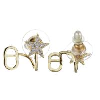 Cubic Zirconia Micro Pave Brass Earring, gold color plated, micro pave cubic zirconia & for woman & hollow, metallic color plated, 16x14mm, 12Pairs/Lot, Sold By Lot