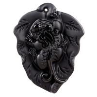 Natural Black Obsidian Pendants, Fabulous Wild Beast, folk style & Unisex, black, 45*36*11mm, Sold By PC