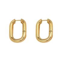Brass Hoop Earring, Geometrical Pattern, polished, for woman, golden, 80x80x30mm, Sold By Pair