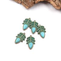 Zinc Alloy Leaf Pendants with turquoise plated DIY green 27*17mm Sold By PC