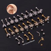 Stainless Steel Ear Piercing Jewelry portable & durable & Mini & micro pave cubic zirconia nickel lead & cadmium free Sold By Bag