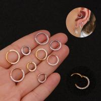 Stainless Steel Huggie Hoop Earring, portable & durable & Mini & different size for choice & micro pave cubic zirconia, more colors for choice, 10PCs/Bag, Sold By Bag