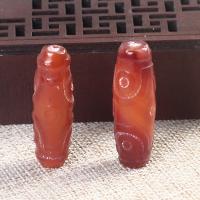 Natuurlijke Tibetaanse Agaat Dzi Beads, Drum, DIY, rood, nikkel, lood en cadmium vrij, 13.50x40mm, Verkocht door PC