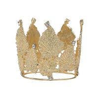 Tiaraer, Zinc Alloy, Crown, guldfarve belagt, med rhinestone & hule, metallisk farve forgyldt, 70x75mm, 10pc'er/Lot, Solgt af Lot