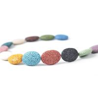 Natural Lava Beads, Oval, plated, DIY, more colors for choice, 32*24*8mm, Sold By Strand