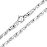 Stainless Steel Chain Necklace, plated, fashion jewelry & Unisex, silver color, Sold By PC