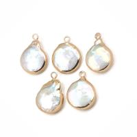 Freshwater Pearl Brass Pendant, irregular, plated, DIY, white, 14x18-15x20mm, 10PCs/Bag, Sold By Bag
