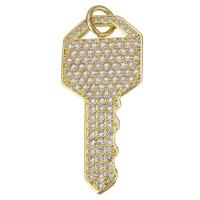 Cubic Zirconia Micro Pave Brass Pendant, plated, fashion jewelry & DIY & with cubic zirconia, nickel, lead & cadmium free, 14.50x32x2mm, Hole:Approx 3.5mm, 10PCs/Lot, Sold By Lot