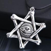 Men Necklace Zinc Alloy with PU Leather Star silver color plated for man & blacken nickel lead & cadmium free Sold Per Approx 21.7 Inch Strand