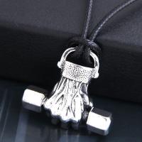 Zinc Alloy Jewelry Necklace with PU Leather silver color plated for man & blacken nickel lead & cadmium free Sold Per Approx 21.7 Inch Strand