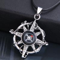Zinc Alloy Jewelry Necklace with PU Leather Compass silver color plated for man & blacken nickel lead & cadmium free Sold Per Approx 21.7 Inch Strand