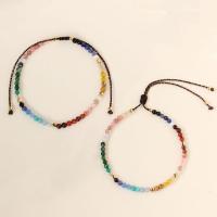 Gemstone Bracelets, Round, Unisex & adjustable & different styles for choice, more colors for choice, 3mm, Length:Approx 7.5 Inch, 5Strands/Bag, Sold By Bag