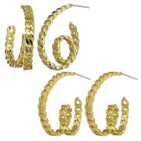 Brass Hoop Earring, plated, for woman & hollow, more colors for choice, 7x26x33mm,0.5mm, Sold By Pair
