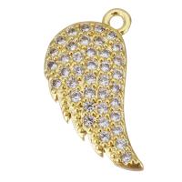Cubic Zirconia Micro Pave Brass Pendant, Wing Shape, plated, fashion jewelry & DIY & with cubic zirconia, nickel, lead & cadmium free, 11x15x2.50mm, Hole:Approx 1.5mm, 10PCs/Lot, Sold By Lot