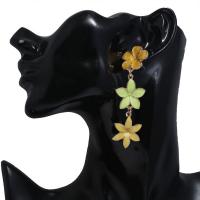 Boucles d'oreilles en alliage de zinc, fleur, pour femme, plus de couleurs à choisir, protéger l'environnement, sans nickel, plomb et cadmium, 78x22mm, Vendu par paire
