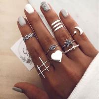 Alloy Ring Set for woman silver color nickel lead & cadmium free Sold By Set
