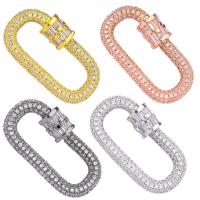 Brass Jewelry Clasps, plated, micro pave cubic zirconia, more colors for choice, 17x3.60x30mm, Sold By PC