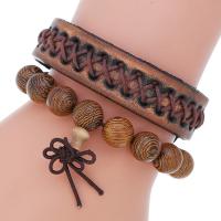 Men Bracelet Faux Leather bracelet with Iron plated 2 pieces & fashion jewelry & for man 16mm Length 8.9 Inch Sold By Set