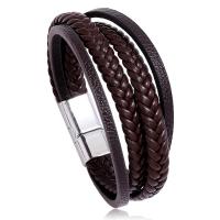 Men Bracelet, PU Leather, with Tibetan Style, plated, fashion jewelry & for man, more colors for choice, Sold Per 8.1 Inch Strand