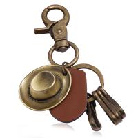 Zinc Alloy Key Clasp Faux Leather with Zinc Alloy plated fashion jewelry 120mm Sold By PC