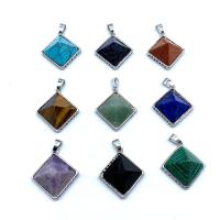Gemstone Pendants Jewelry Natural Stone silver color plated DIY 20mm Sold By PC