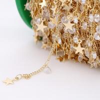 Brass Beading Chains with Cubic Zirconia plated DIY metallic color plated Sold By Lot