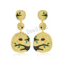 Brass Drop Earring gold color plated micro pave cubic zirconia & for woman metallic color plated Sold By Lot