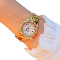 Women Wrist Watch Stainless Steel with Organic Glass & Zinc Alloy plated Life water resistant & for woman & with rhinestone 35mm Sold By PC