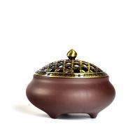 Traditional Ceramic Inserted Burner Incense Seat, Porcelain, with Alloy, half handmade, different styles for choice, more colors for choice, 94*75mm, Sold By Box
