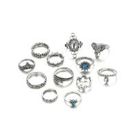 Zinc Alloy ring Set, mode smykker, sølv, Solgt af sæt