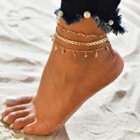 Tibetan Style Anklet, three pieces & fashion jewelry, gold, Sold By Set