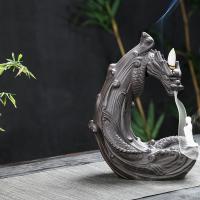 Backflow Incense Burner, Porcelain, handmade, for home and office & durable, 160x90x215mm, Sold By PC